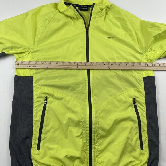 Hind Running Windbreaker Jacket Men’s S Neon Yellow Full Zip Two Pocket Hi-viz - Picture 4 of 9